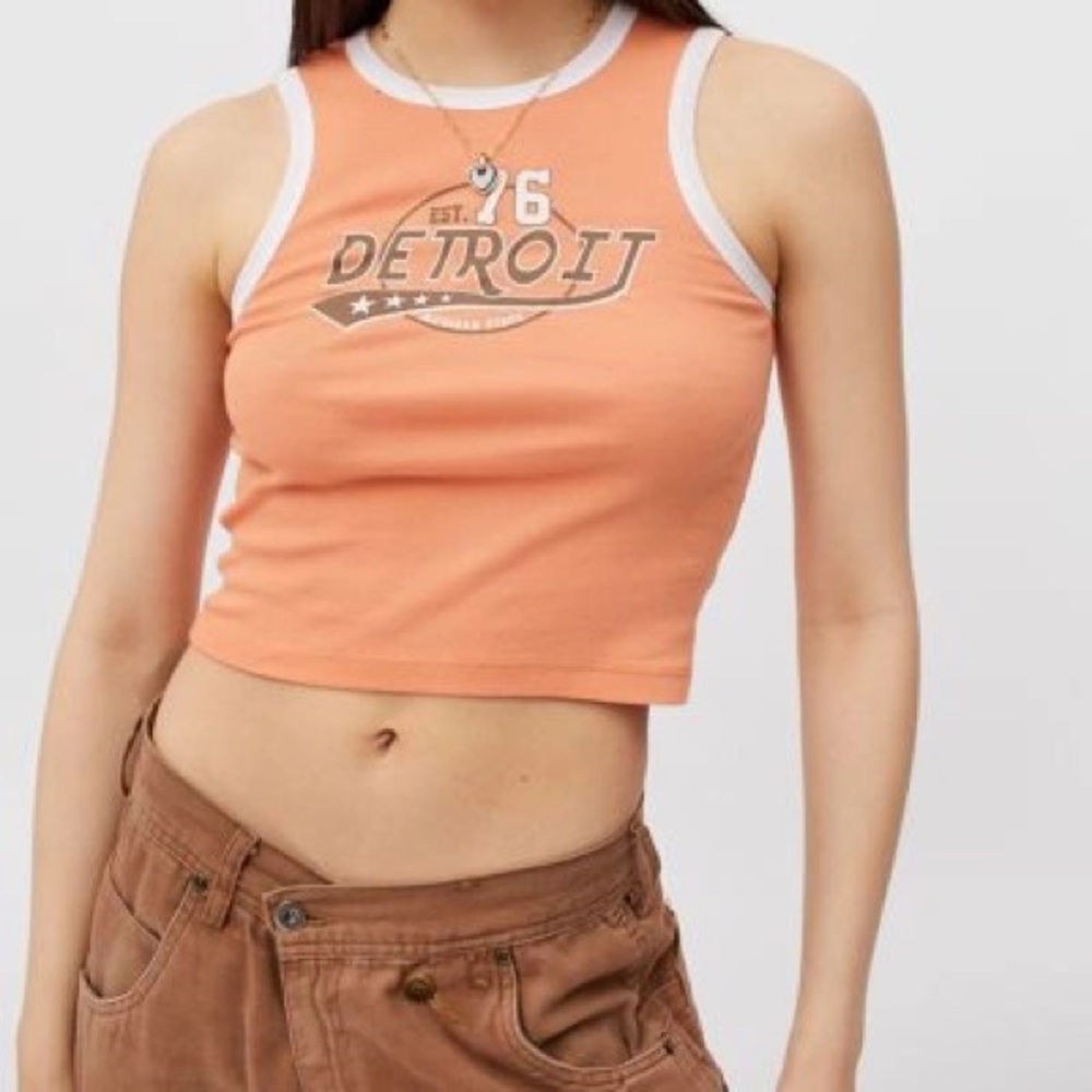 URBAN OUTFITTERS Orange Detroit Trim Tank Top